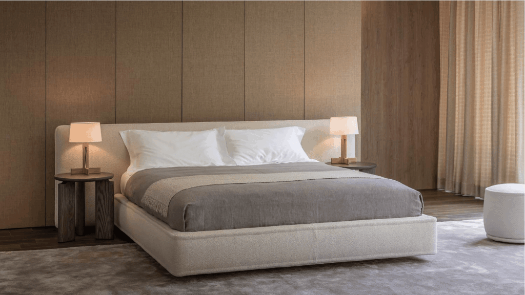 【寝室】心地よい眠りを誘うナチュラルモダンなベッドルーム